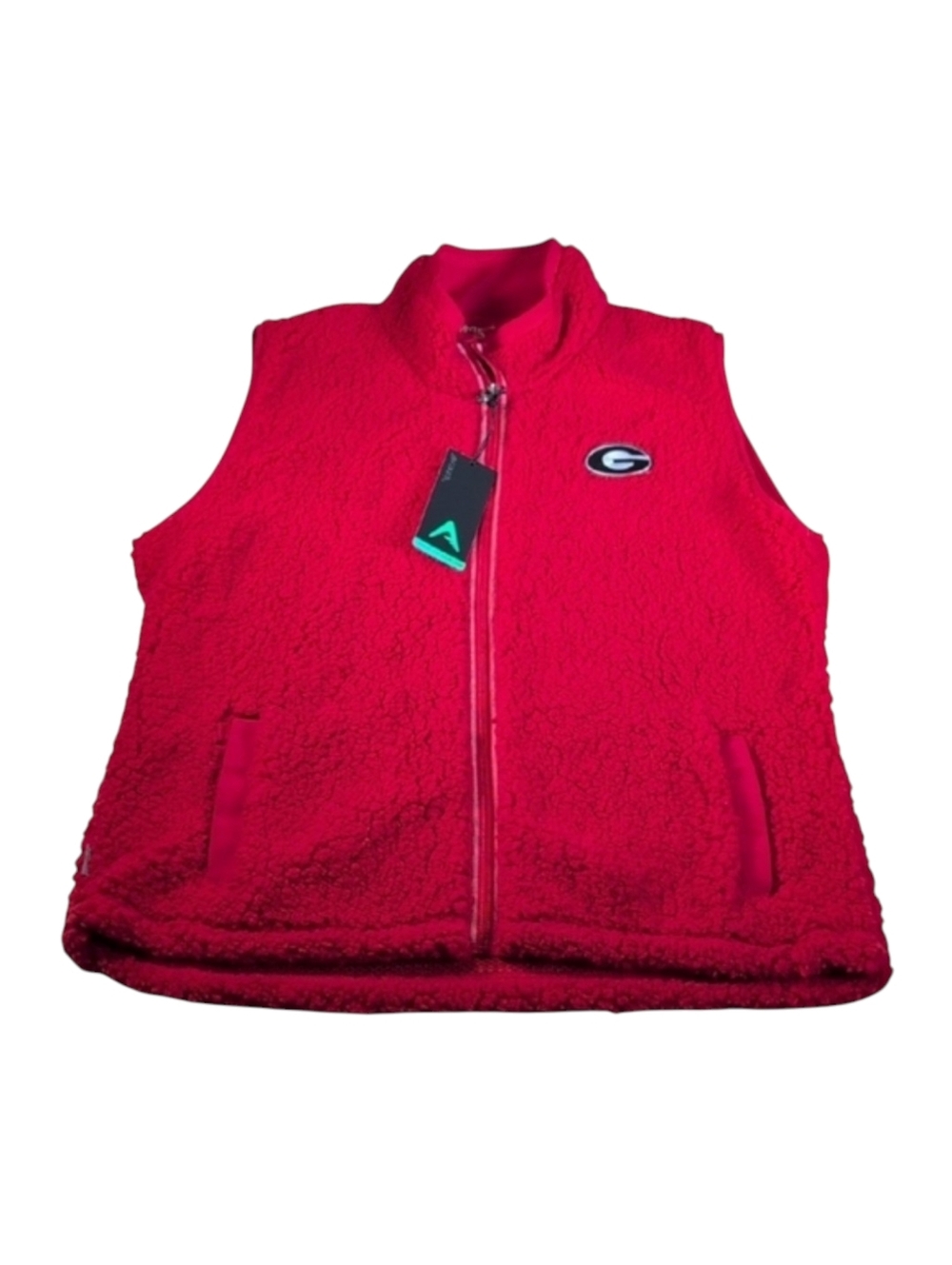 Antigua UGA Georgia Red Sherpa Fleece Zip Up Vest Size 2XL